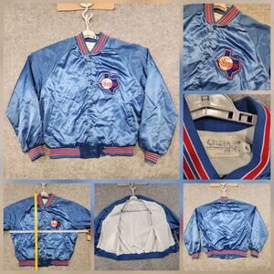 VTG 80s Texas Rangers Chalk Line Mens XL MLB Baseball Satin Bomber Jacket